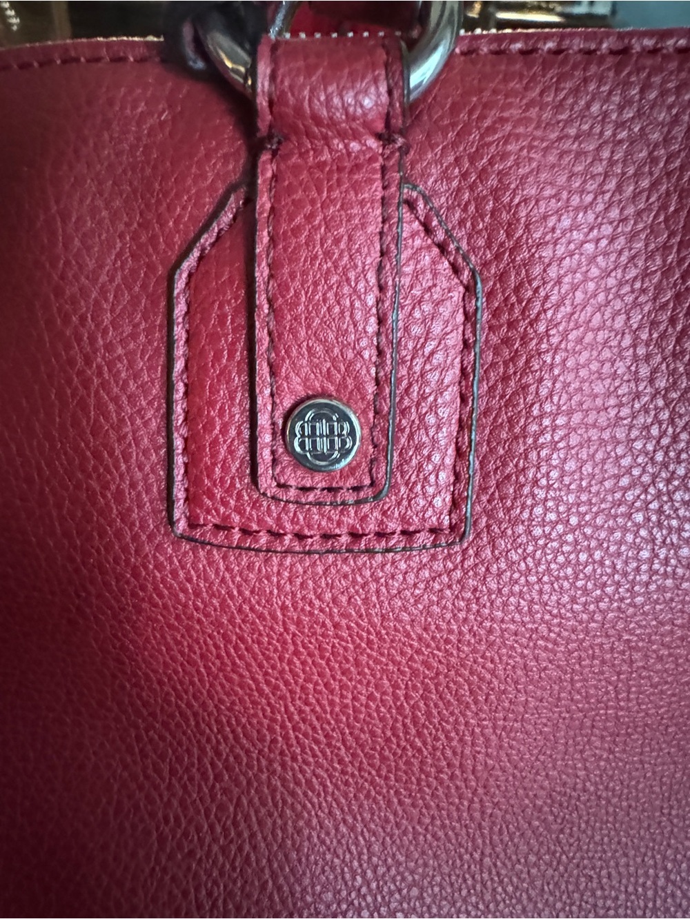 Dana Buchman Y2K Red Pebbled Tote Bag Large Zip Work Satchel Crossbody - Picture 7 of 11